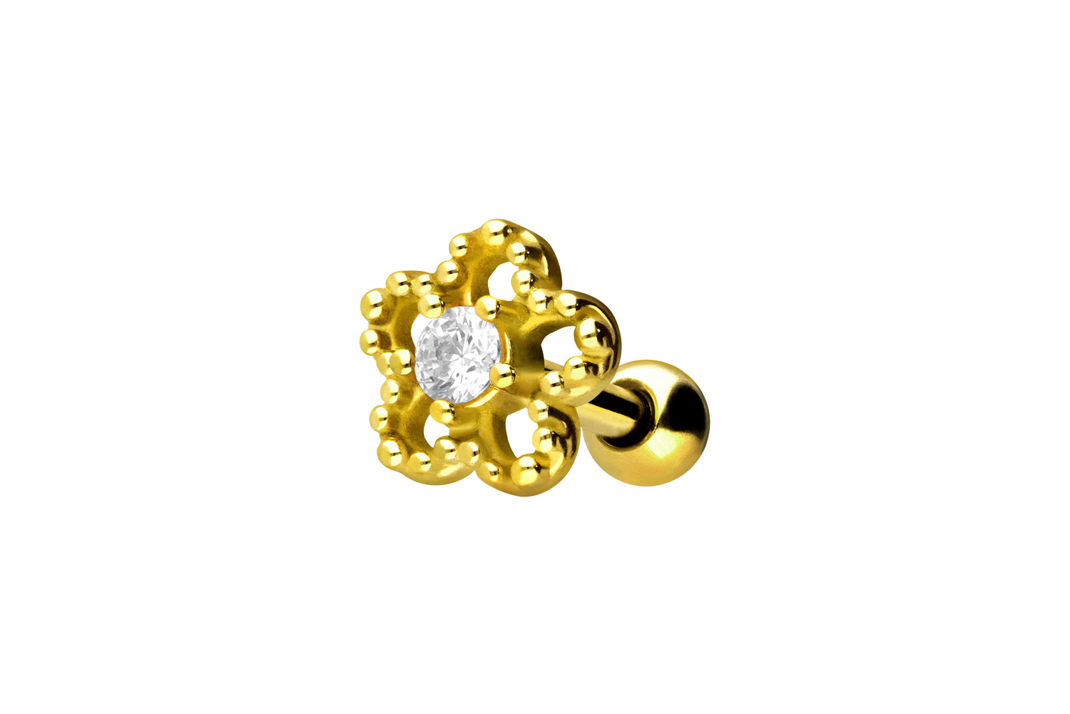 Chirurgenstahl Ohrpiercing BLUME + KRISTALL